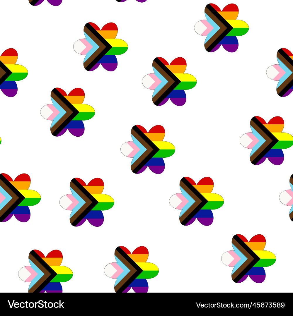 Seamless pattern with new lgbt flag hearts text Seamless pattern with new lgbt flag hearts text vector image