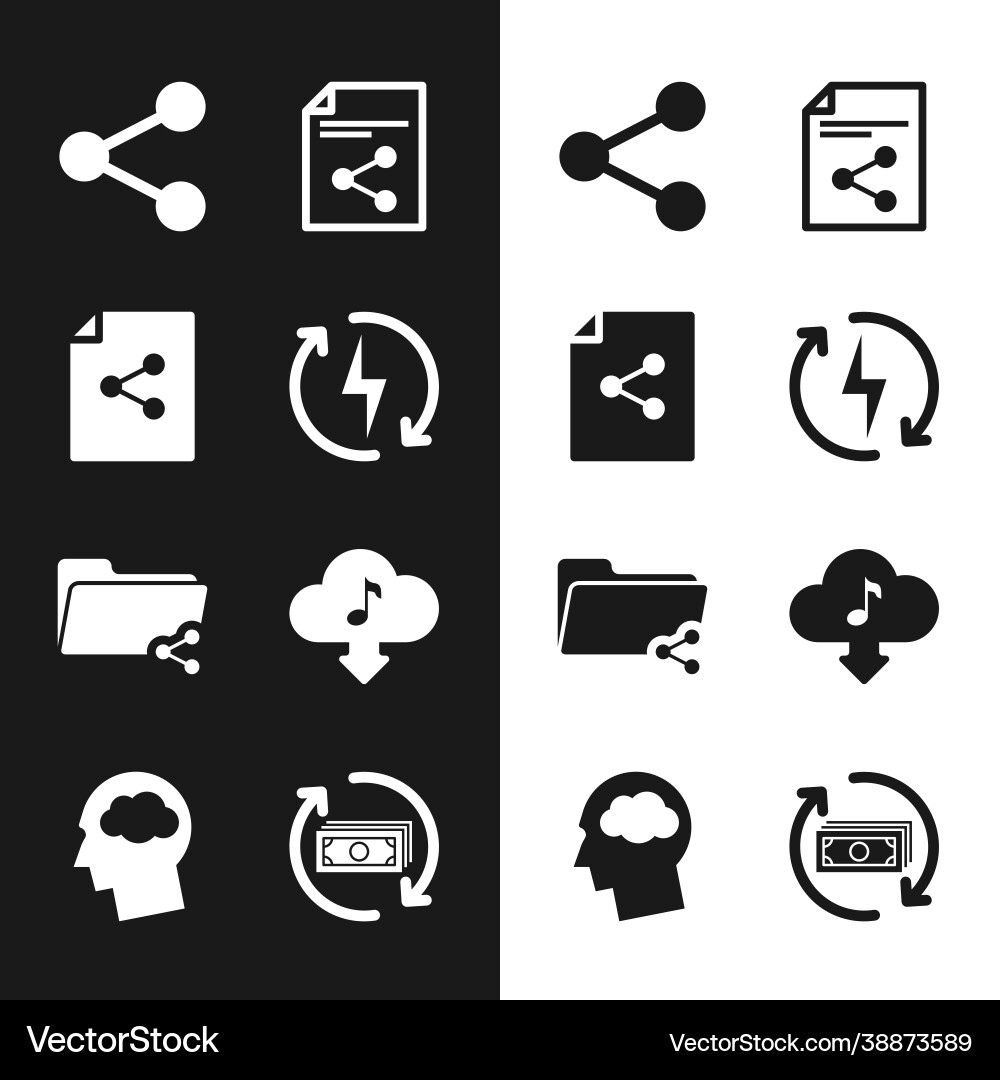 Set recharging share file folder and cloud Vector Image