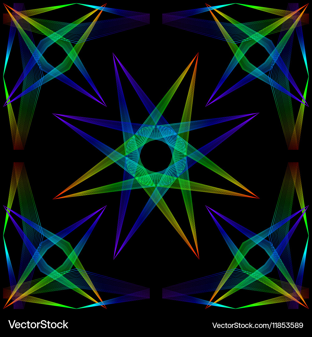Star of the passing neon lines in such a frame Vector Image