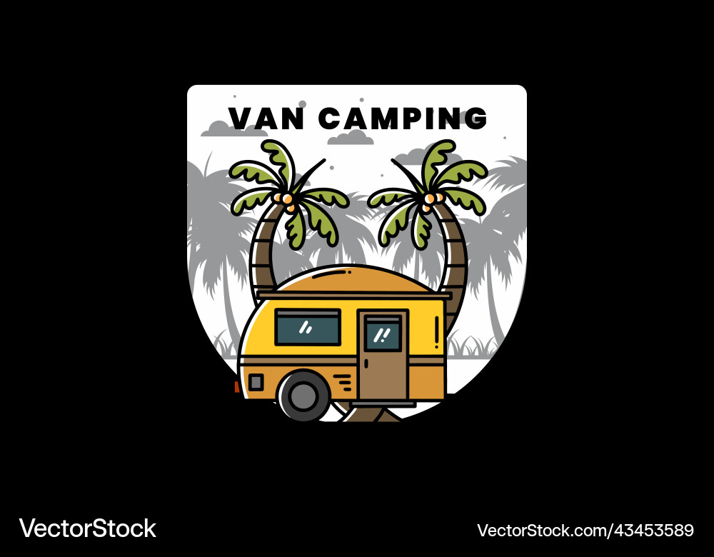 Teardrop camper and coconut tree design Vector Image