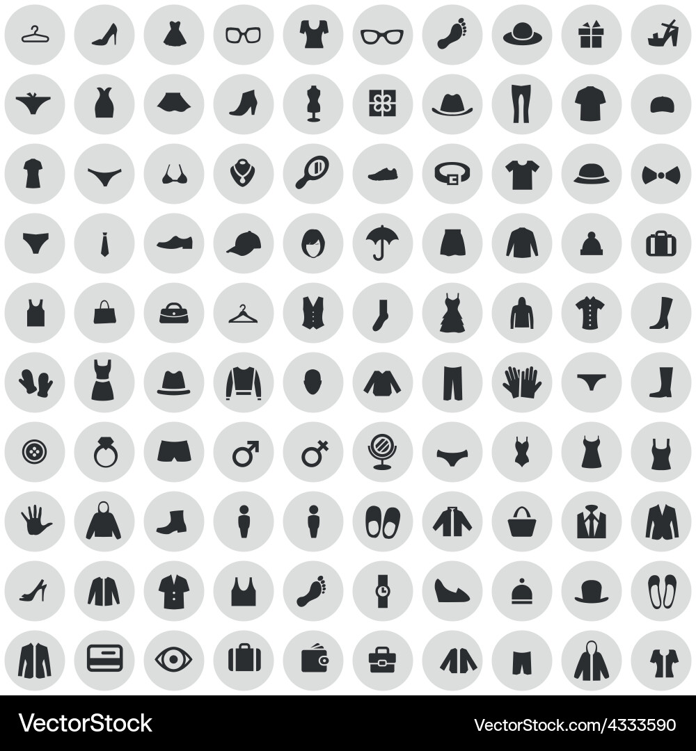 100 clothes icons Royalty Free Vector Image - VectorStock