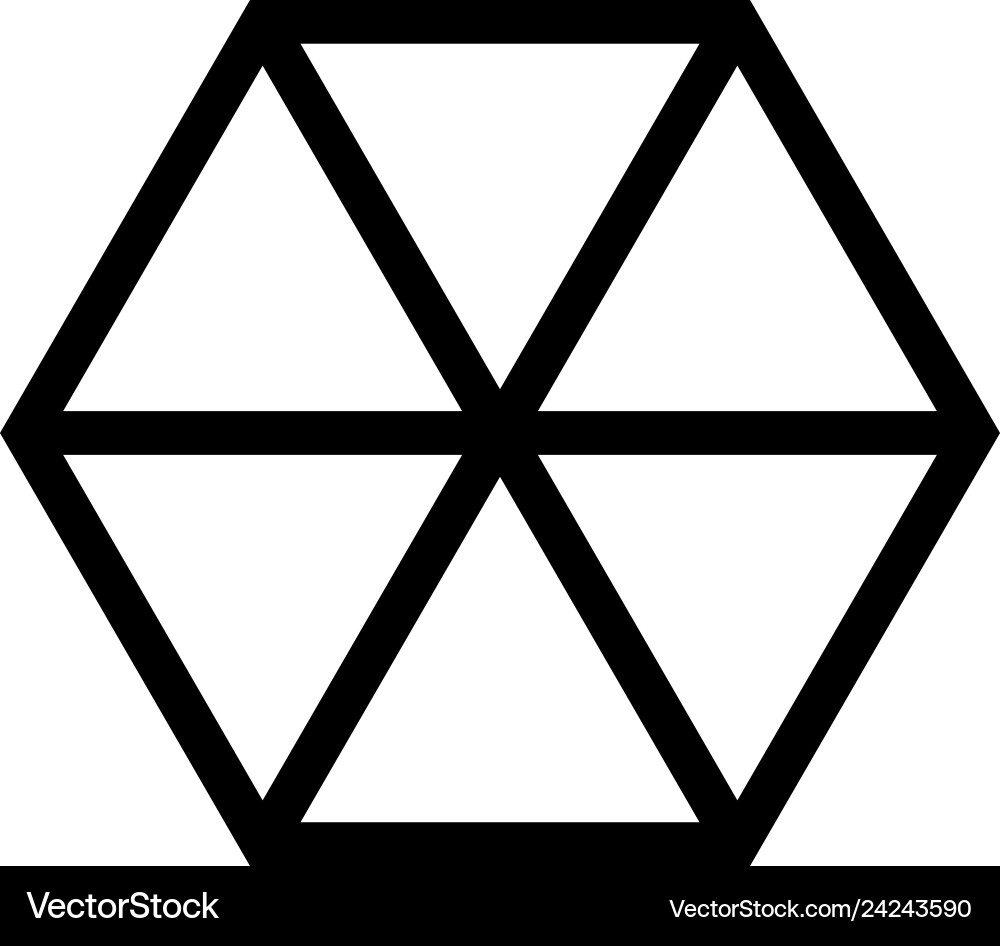 Abstract cube shape hexagon box icon black color Vector Image