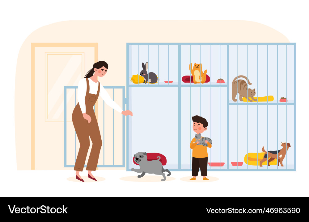 Adopting pet from animal pound Adopting pet from animal pound vector image