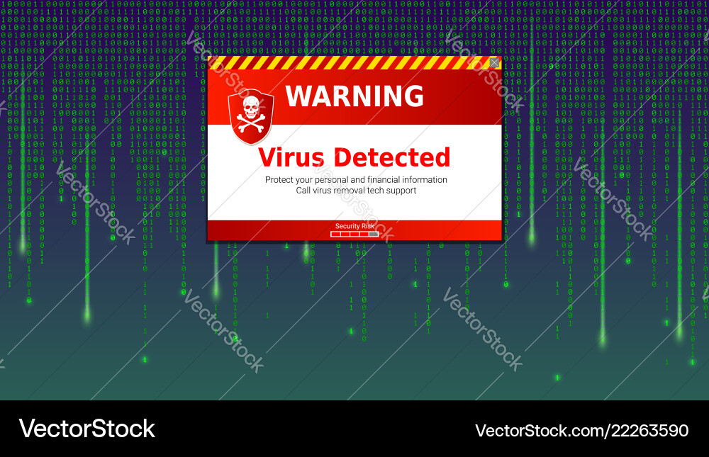 Alert message of virus detected scanning Alert message of virus detected scanning vector image
