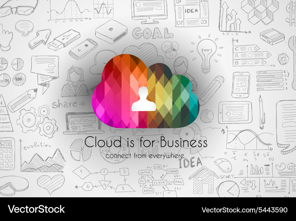 Cloud computing concept with infographics sketch vector image