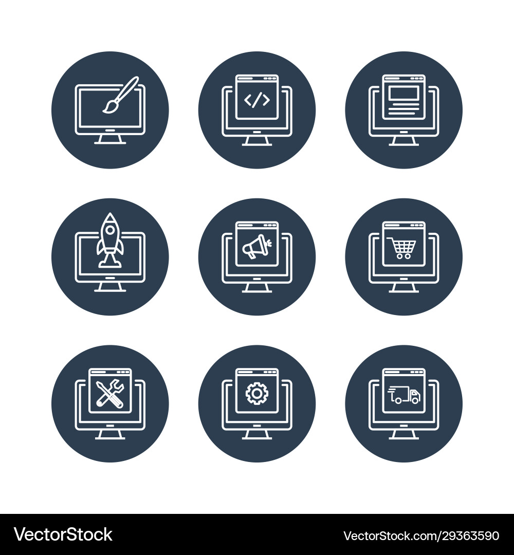 Computer programming line icon set Computer programming line icon set vector image