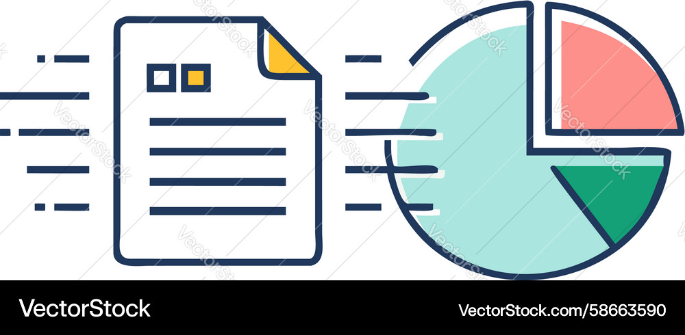 Document data pie chart insights business Vector Image