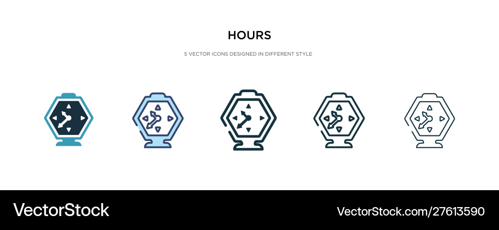 Hours icon in different style two colored vector image