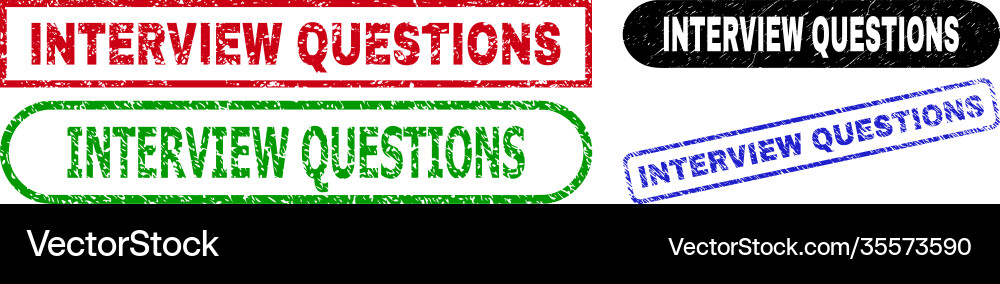 Interview questions rectangle stamp seals using Vector Image