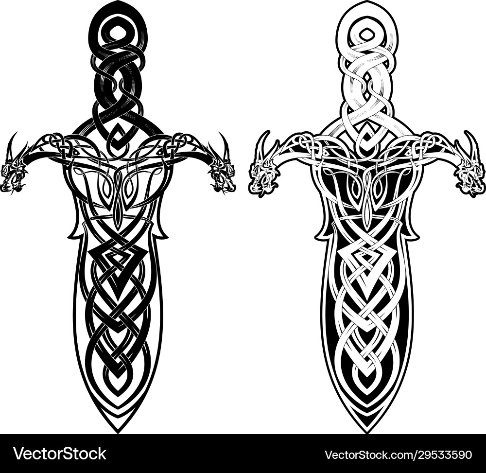 Celtic Sword and Dragon Tattoo Design