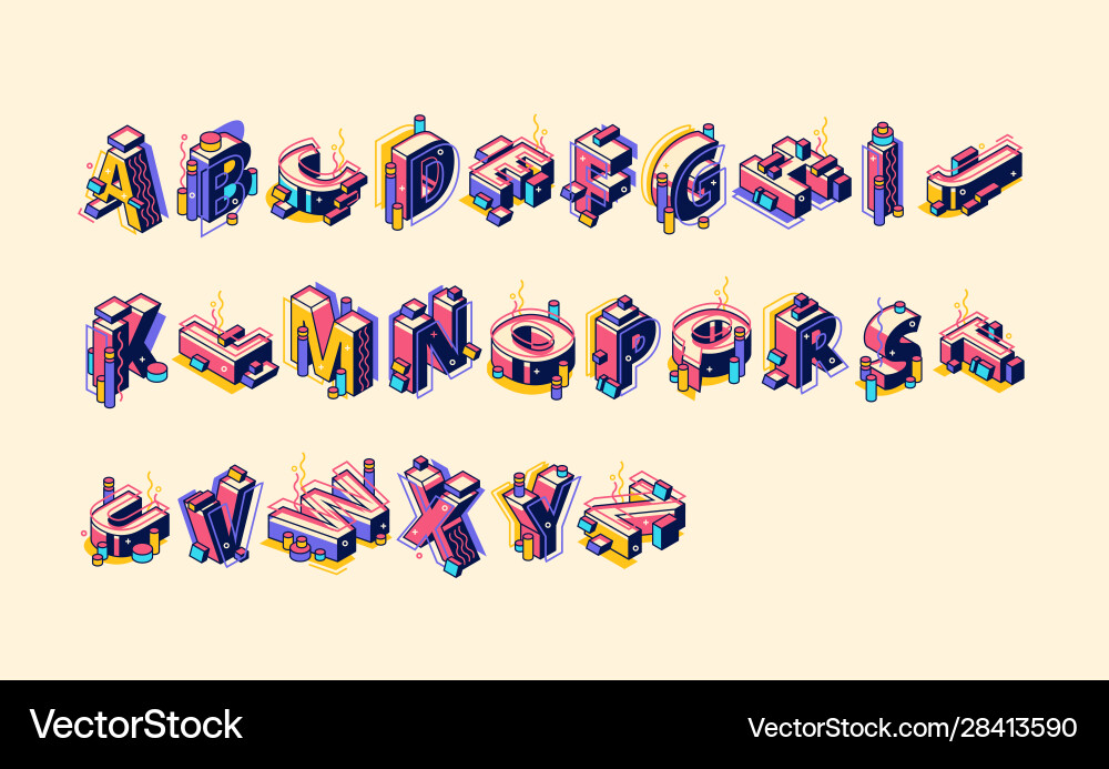 Memphis ABC - Retro Typographic Art vector image
