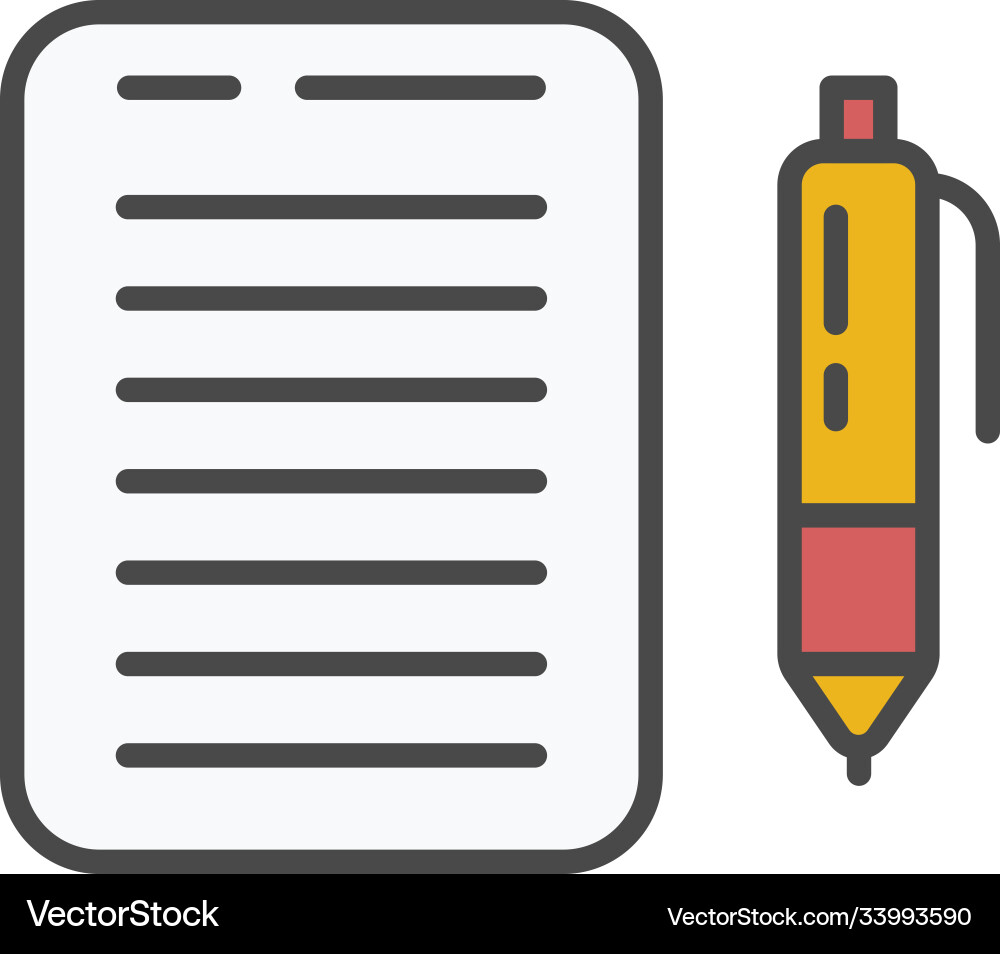 Notes and pen icon for computer mobile Vector Image