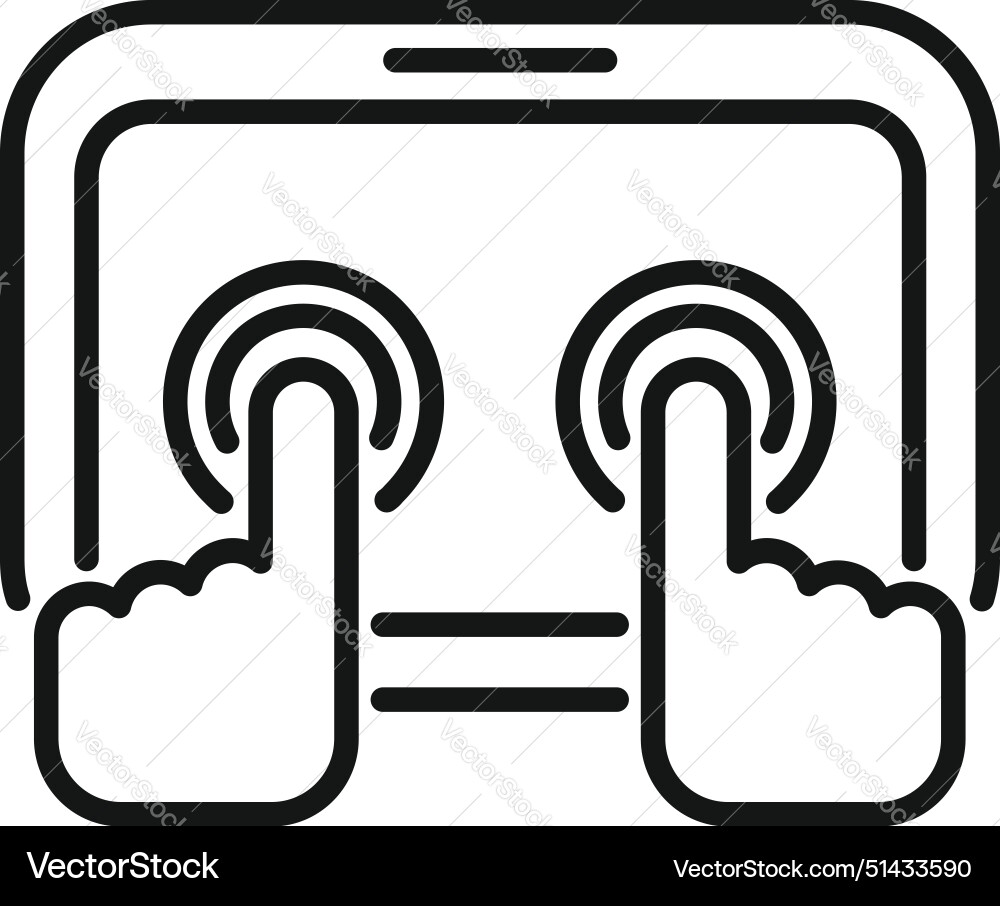 Outline of hands interacting with a digital Vector Image