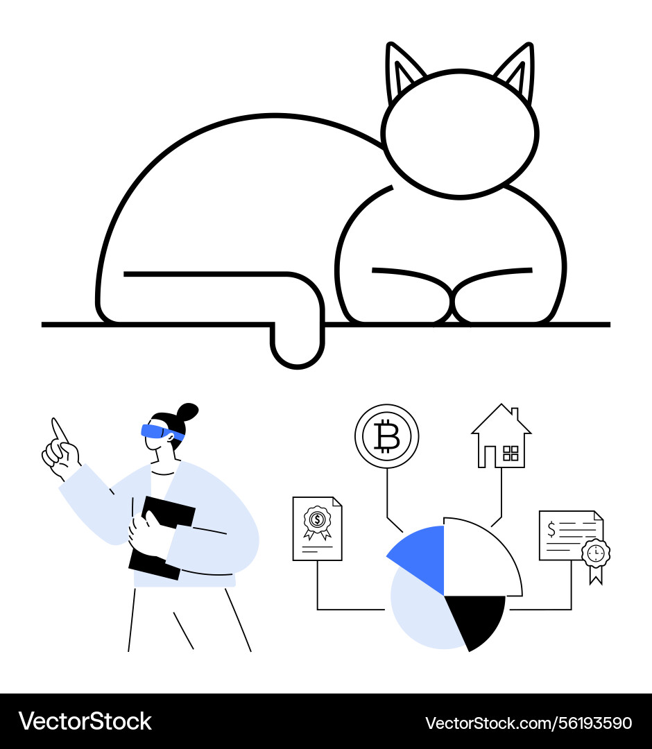 Person exploring blockchain assets and concepts Person exploring blockchain assets and concepts vector image