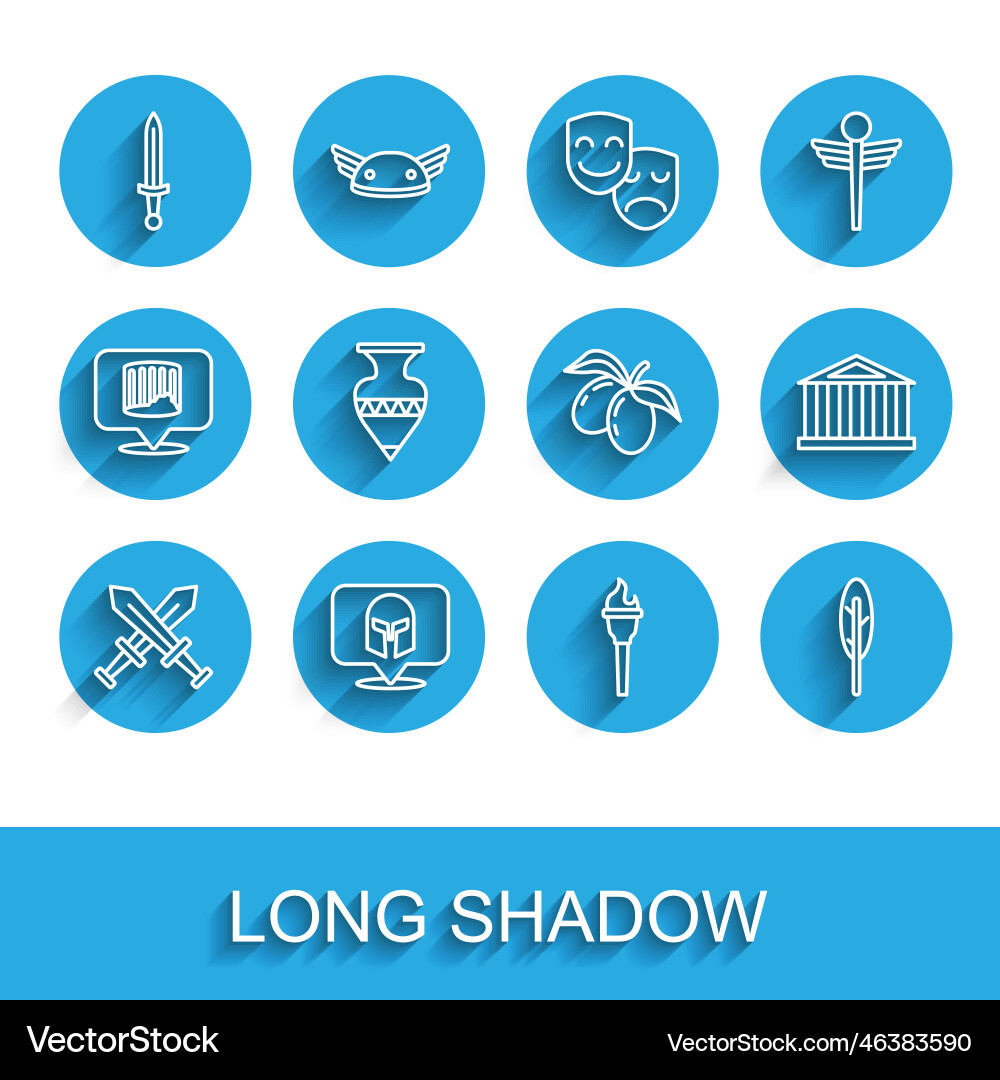 Set line crossed medieval sword greek helmet Set line crossed medieval sword greek helmet Vector Image