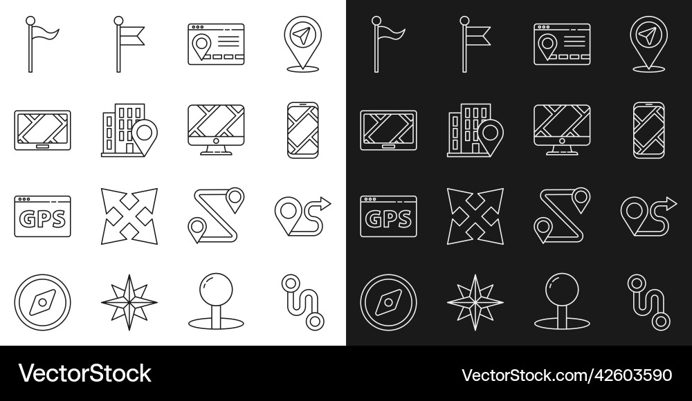 Set line route location city map navigation Set line route location city map navigation Vector Image