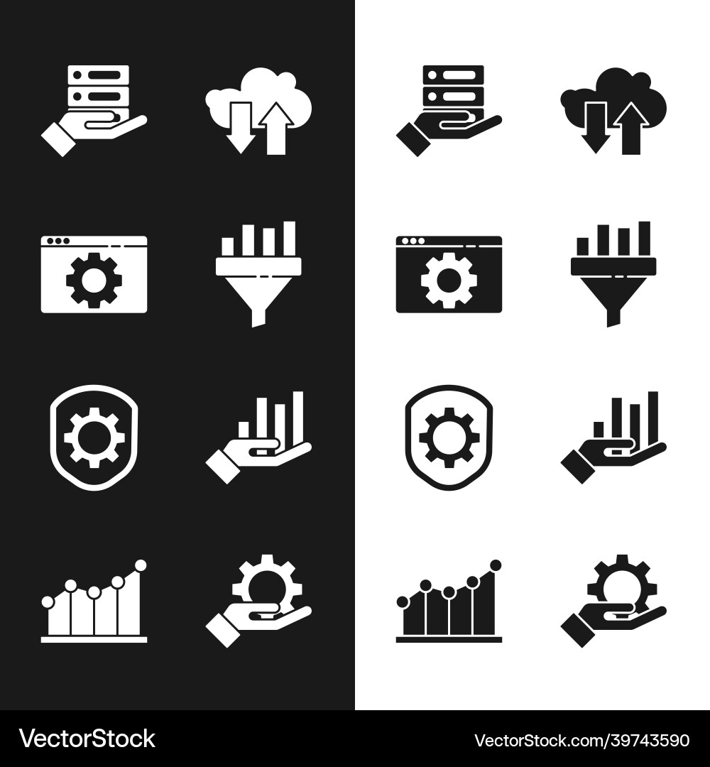 Set sales funnel with chart browser setting Set sales funnel with chart browser setting vector image