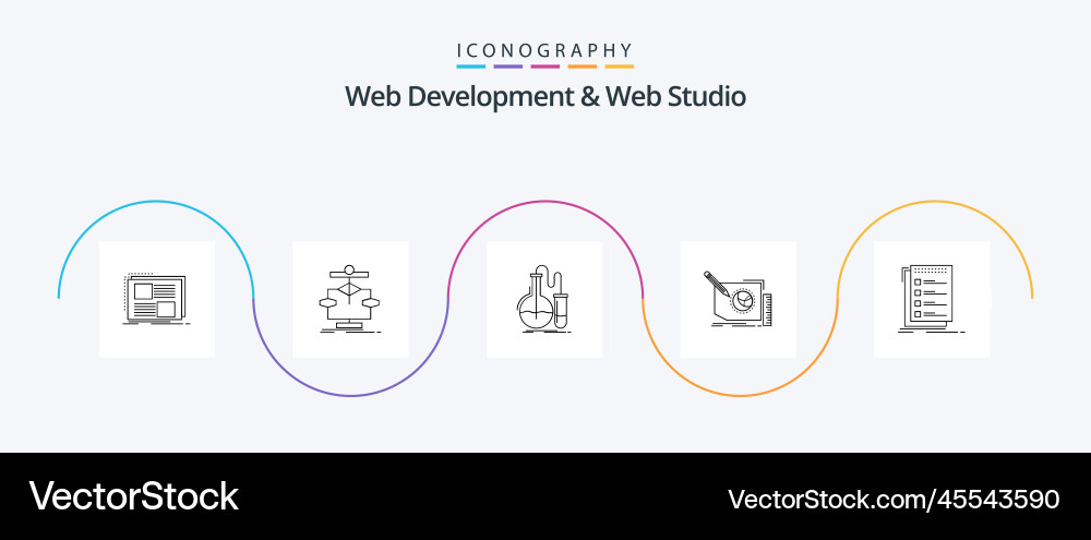 Web development and studio line 5 icon pack vector image