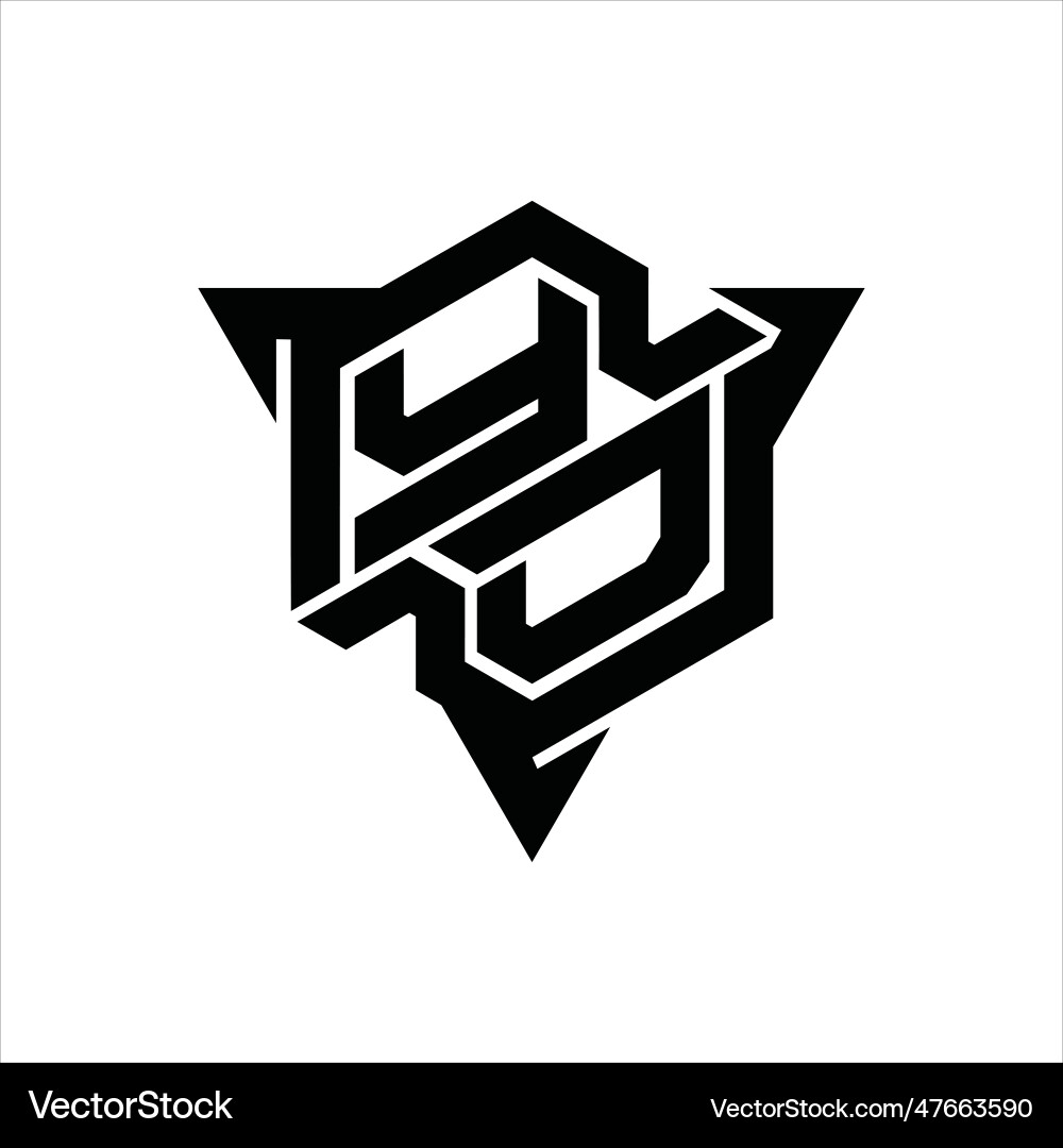 Yd logo monogram hexagon shape with triangle Vector Image