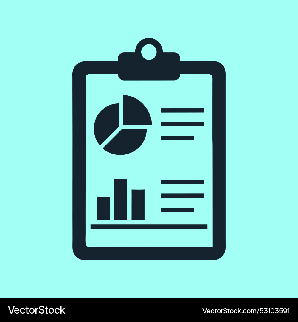A clipboard and pi bar chart graph icon A clipboard and pi bar chart graph icon Vector Image