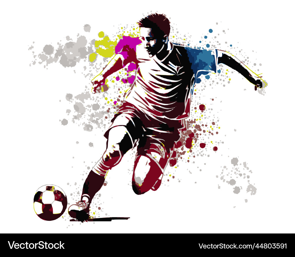 Abstract Soccer Player - Splash Art Vector Image