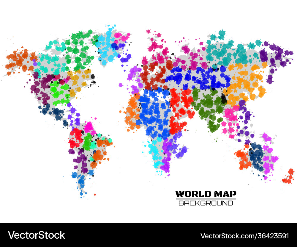 Abstract world map in form blots colorful Abstract world map in form blots colorful Vector Image