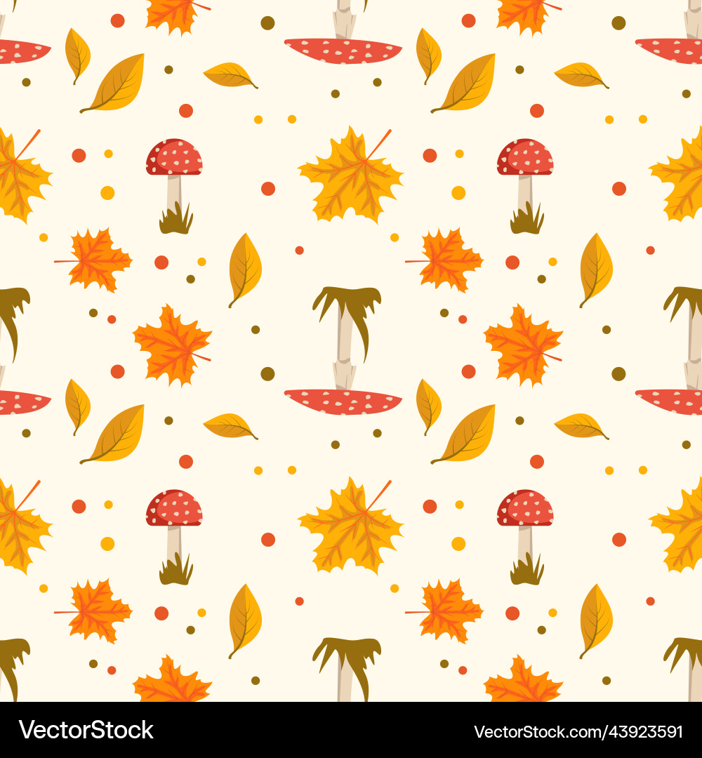 Autumn seamless pattern with orange maple rowan Autumn seamless pattern with orange maple rowan vector image