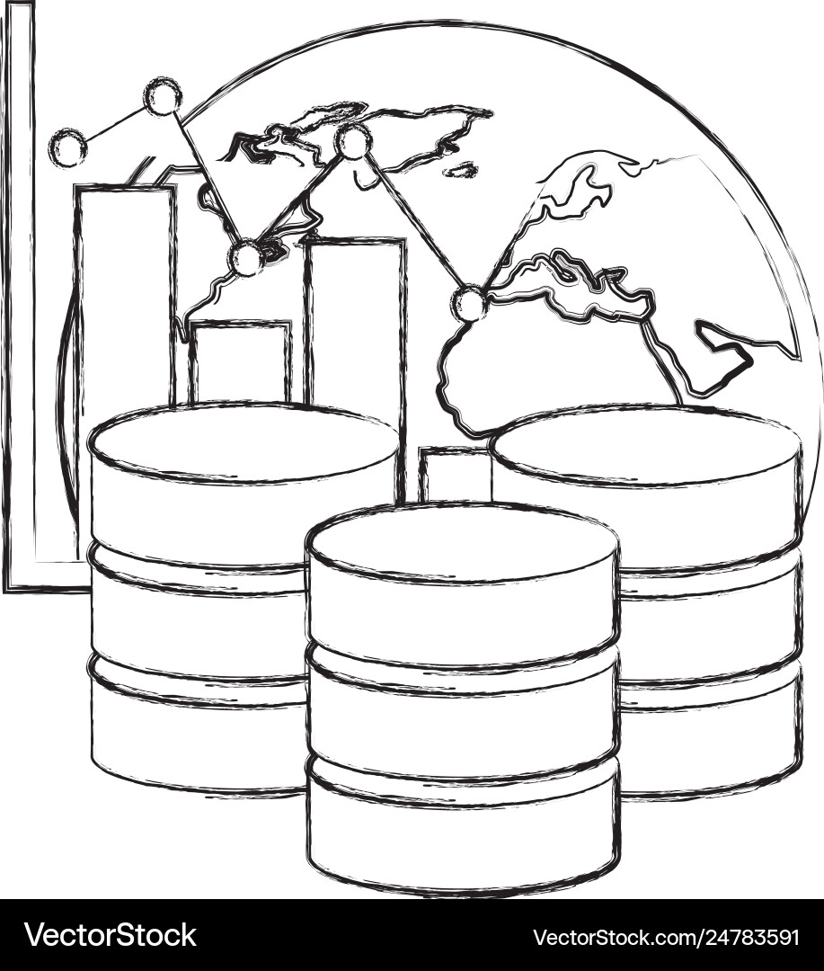 Data center disks with statistical graphical Data center disks with statistical graphical Vector Image