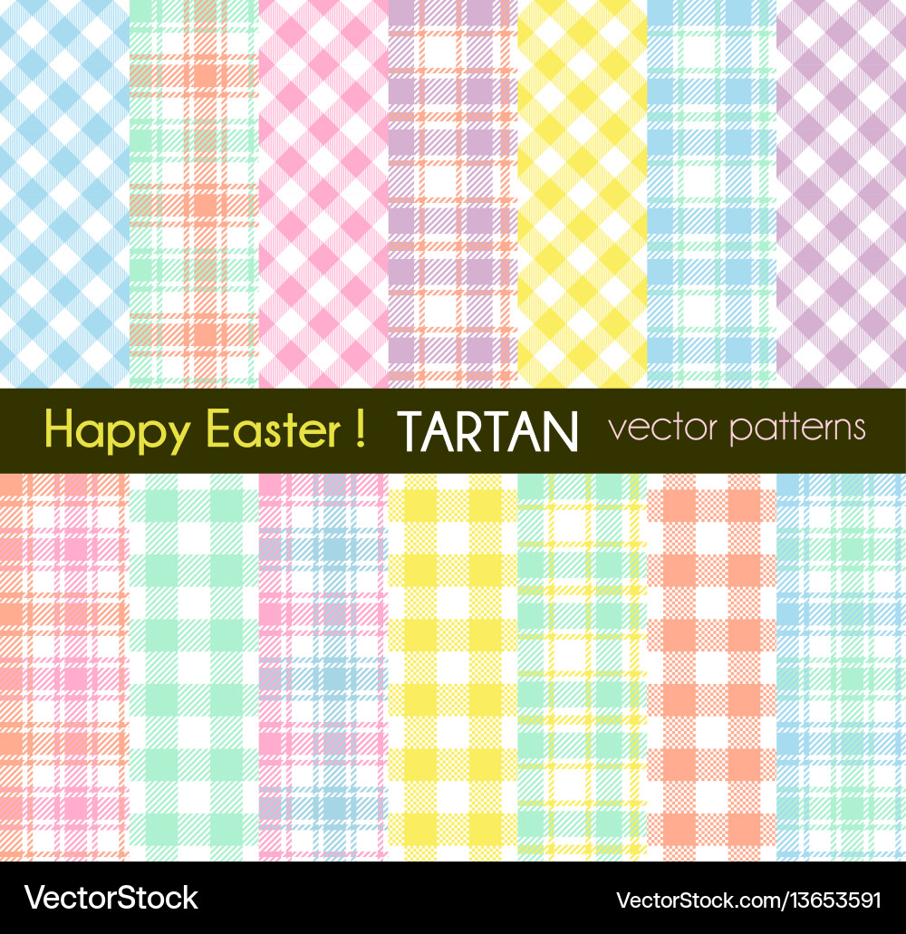 Easter colors tartan and gingham plaid patterns Vector Image