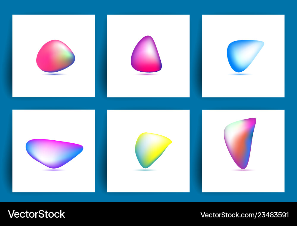 Fluid colorful shapes set of iridescent smooth Fluid colorful shapes set of iridescent smooth vector image