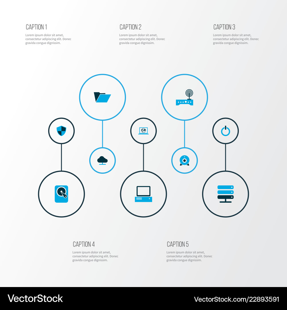 Hardware icons colored set with shield computer Vector Image