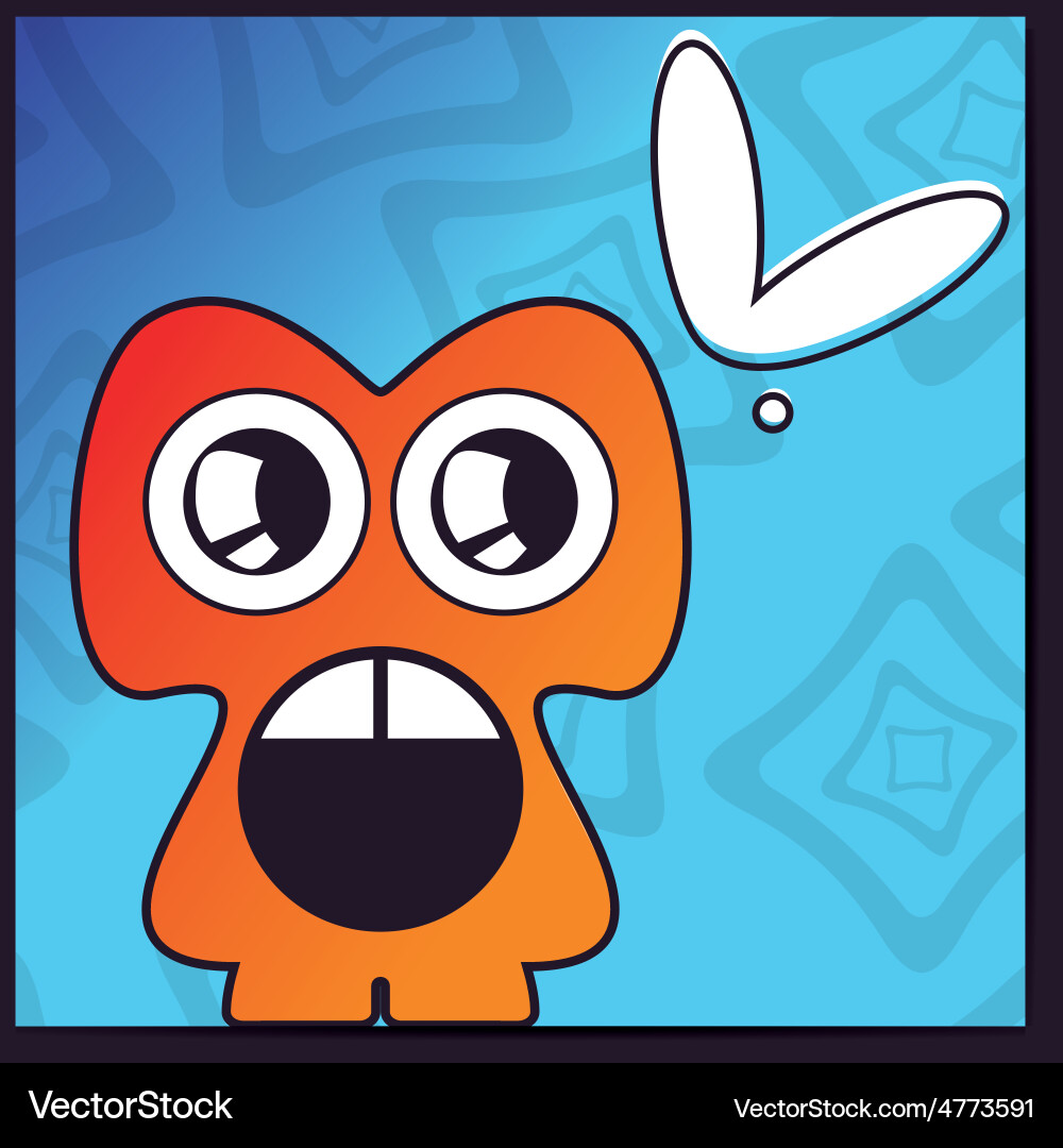 Monster with heart on abstract color background vector image