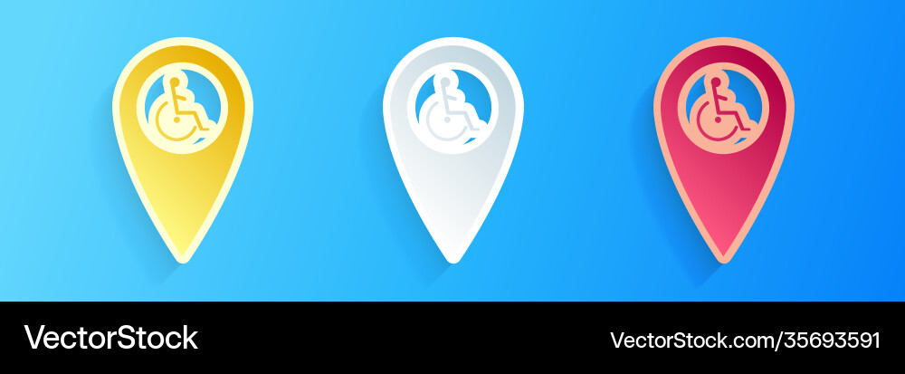 Paper cut disabled handicap in map pointer icon Paper cut disabled handicap in map pointer icon vector image