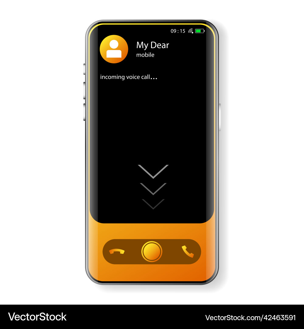 Realistic user interface incoming call screen vector image