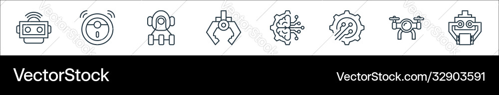 Robotics line icons linear set quality vector image