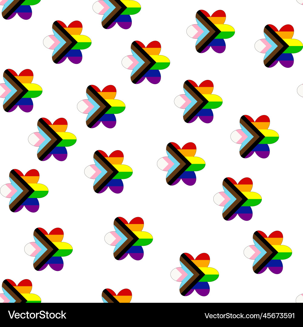 Seamless pattern with new lgbt flag hearts text Seamless pattern with new lgbt flag hearts text vector image