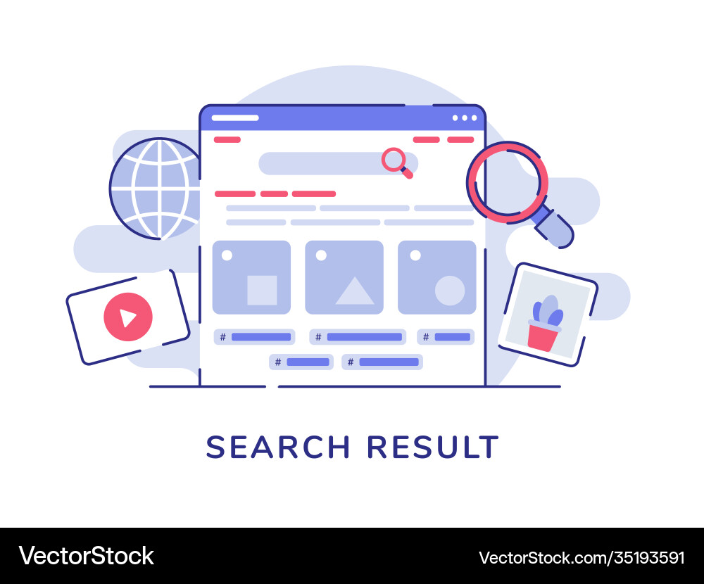 Search result user interface wireframe on display Search result user interface wireframe on display Vector Image