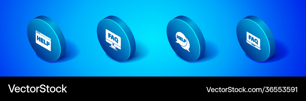 Set isometric browser help speech bubble Set isometric browser help speech bubble vector image
