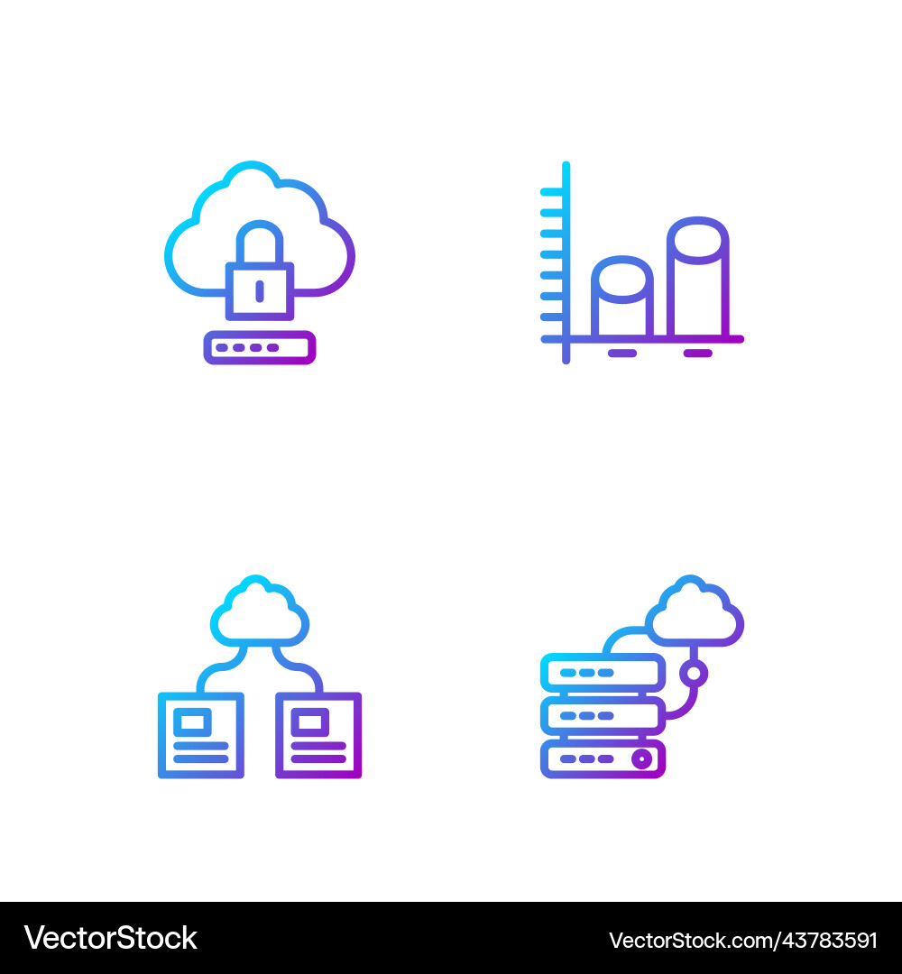 Set line network cloud connection Set line network cloud connection vector image