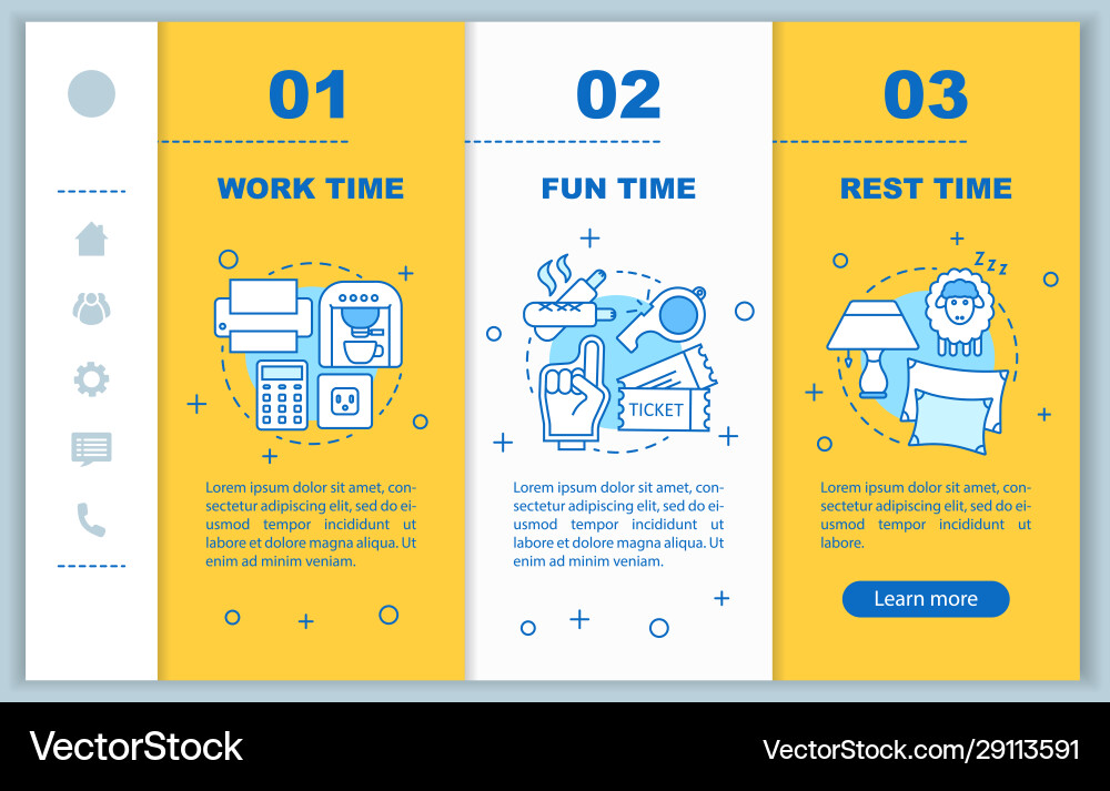 Time management onboarding mobile web pages vector image
