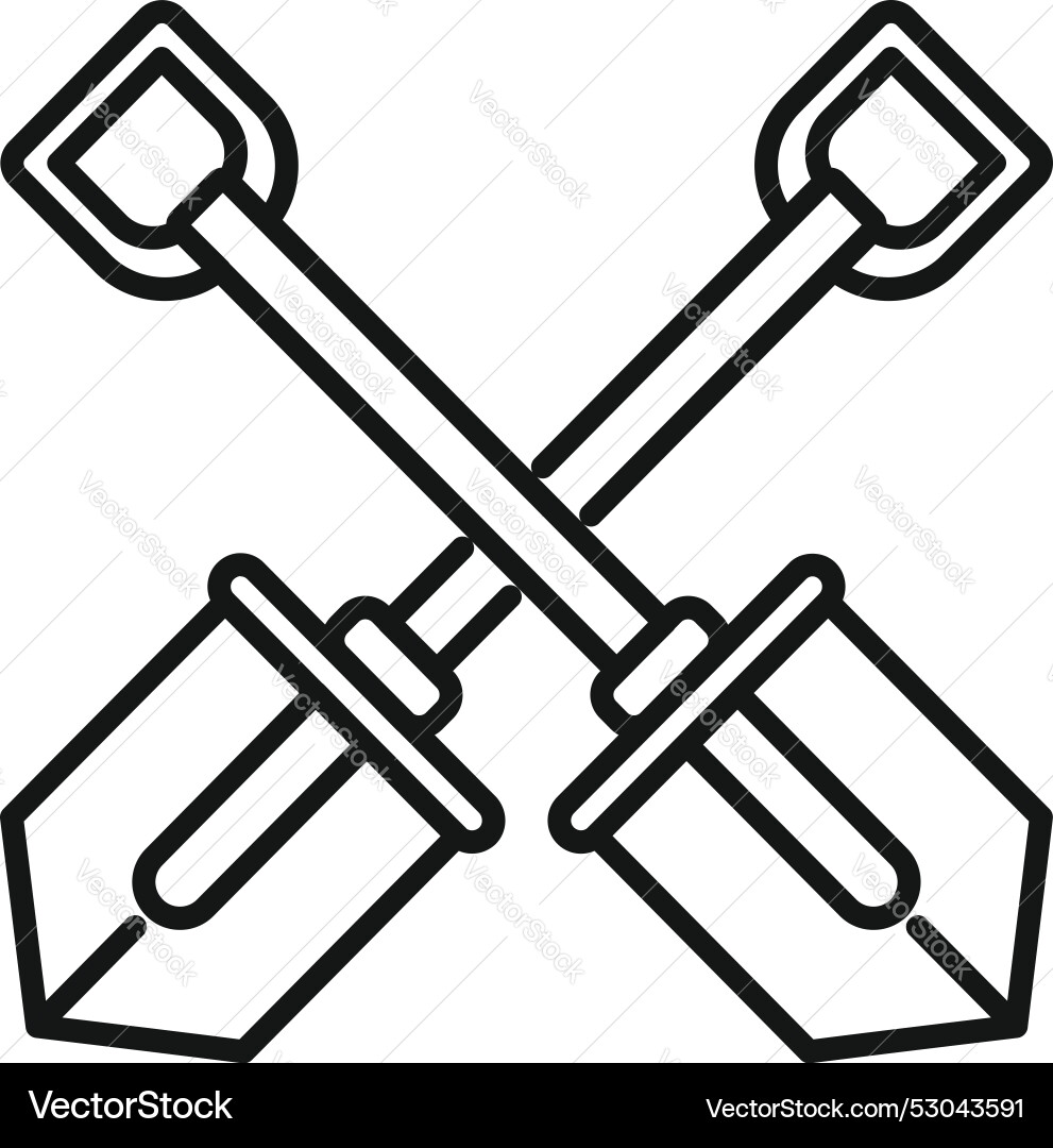 Two crossed shovels digging tool icon representing
