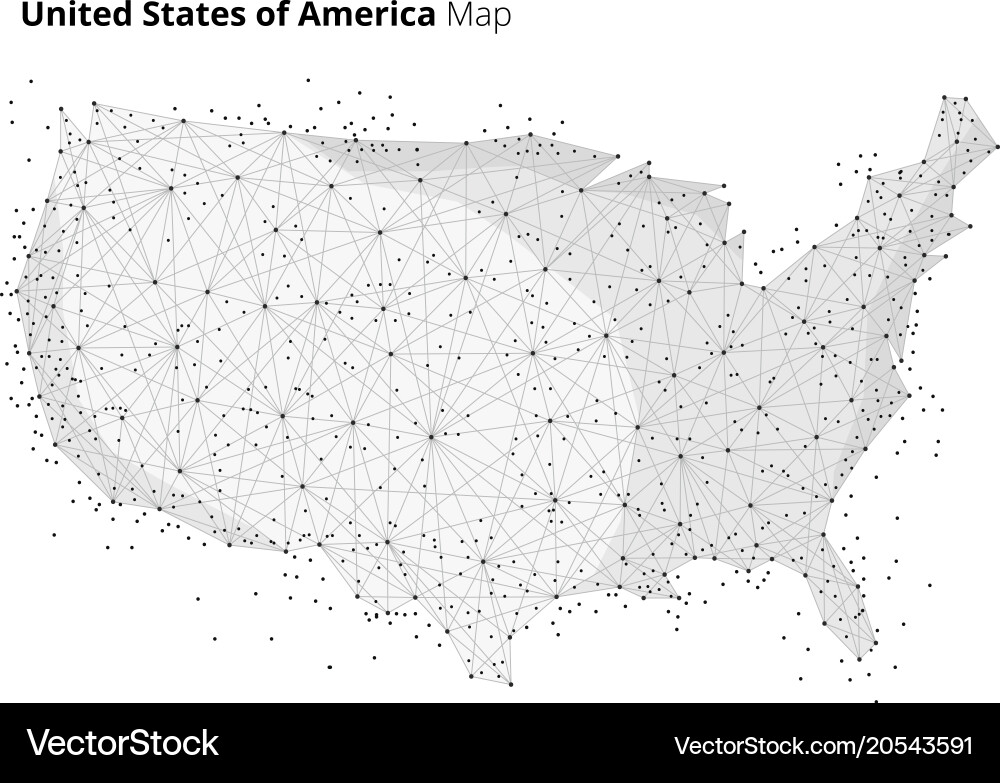 Usa map in blockchain technology network style vector image