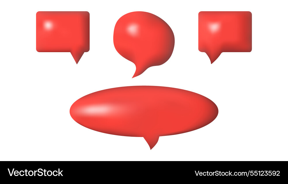 3d speech bubbles different shapes message icon Vector Image