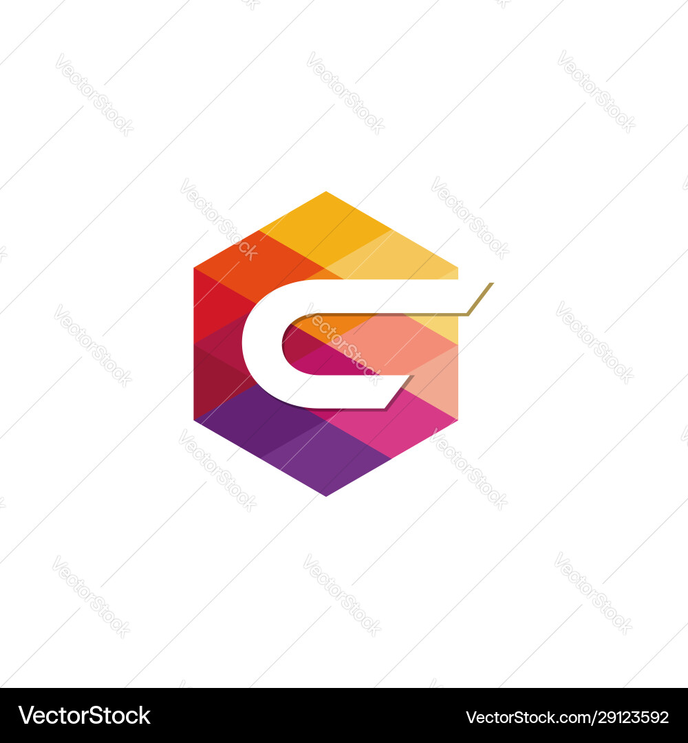 Abstract c cube hexagon logo design Vector Image