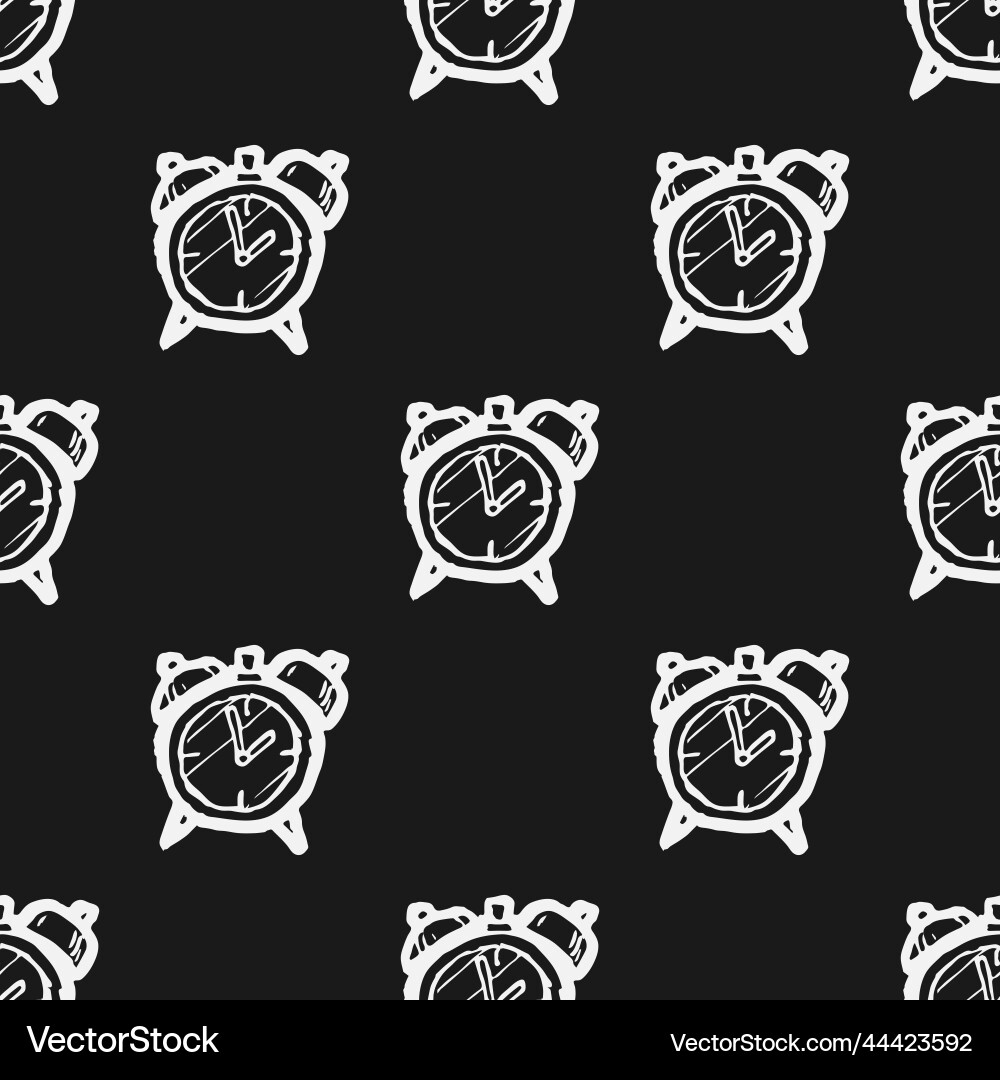 Alarm clock seamless pattern on black background Alarm clock seamless pattern on black background vector image
