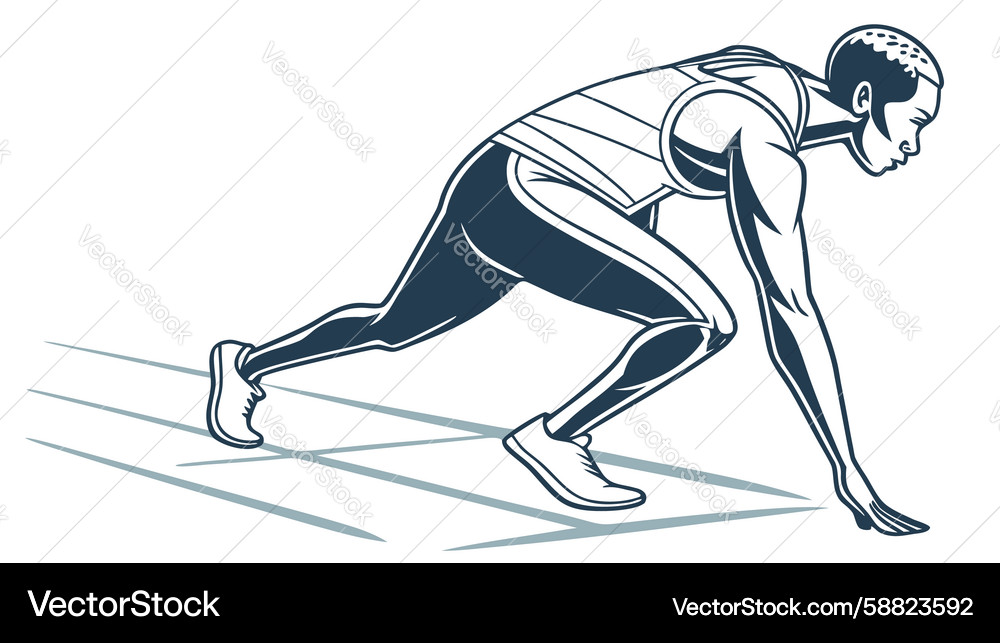 Athlete in running start pose design generative ai Vector Image
