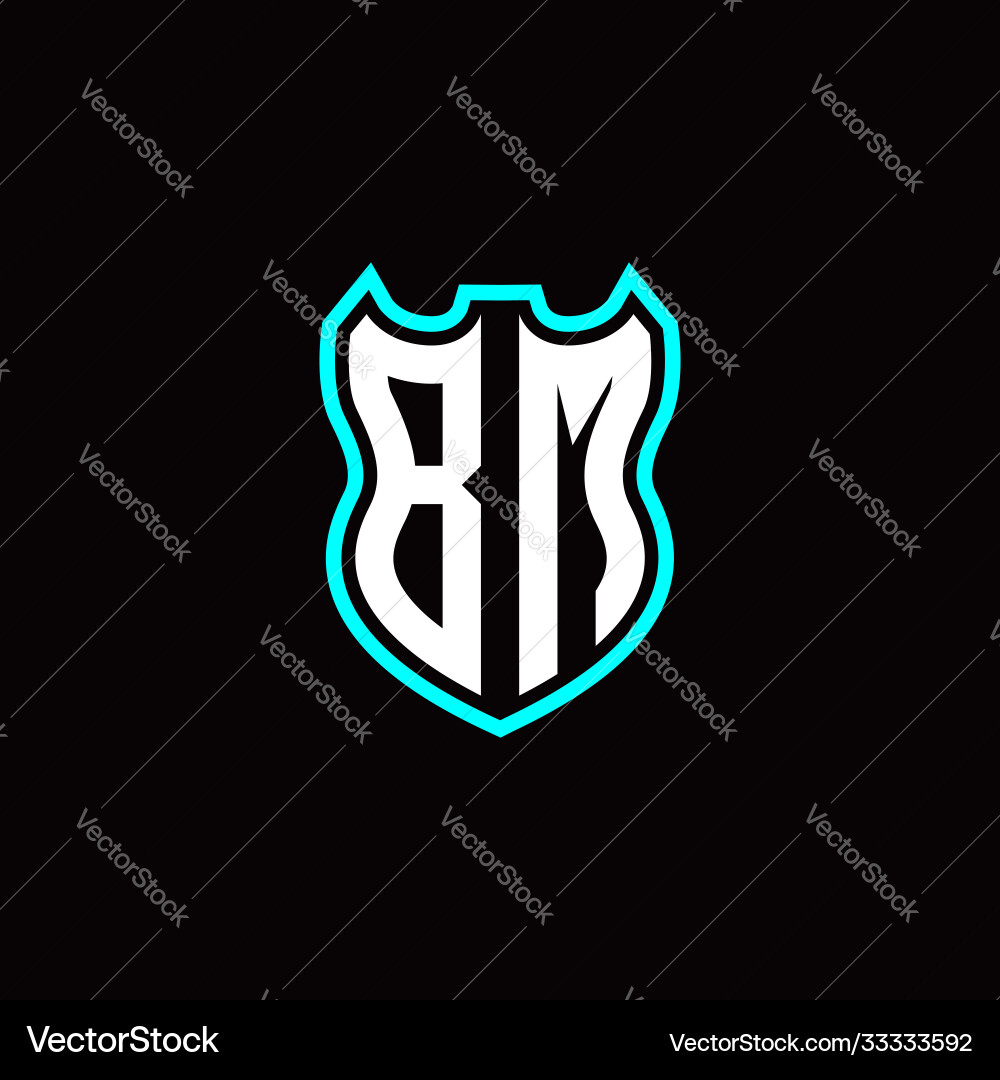 B m initial logo design with shield shape B m initial logo design with shield shape vector image