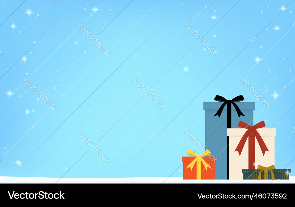 Background of snowing sky with lined up presents Background of snowing sky with lined up presents vector image