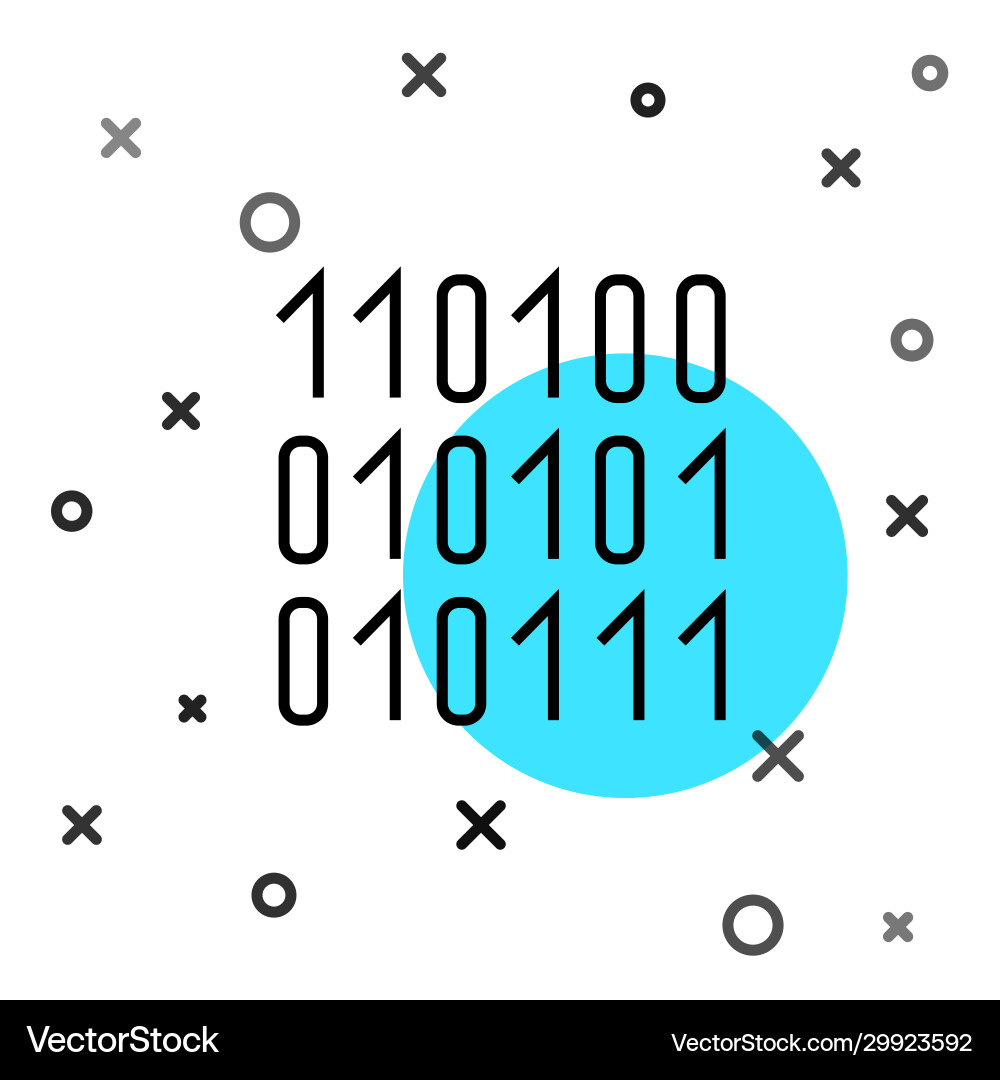 Black line binary code icon isolated on white Black line binary code icon isolated on white vector image