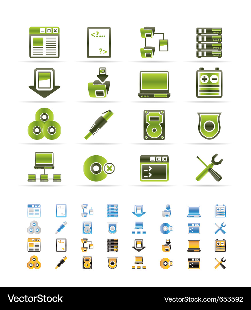 Computer Server Icons - Digital Technology Set vector image